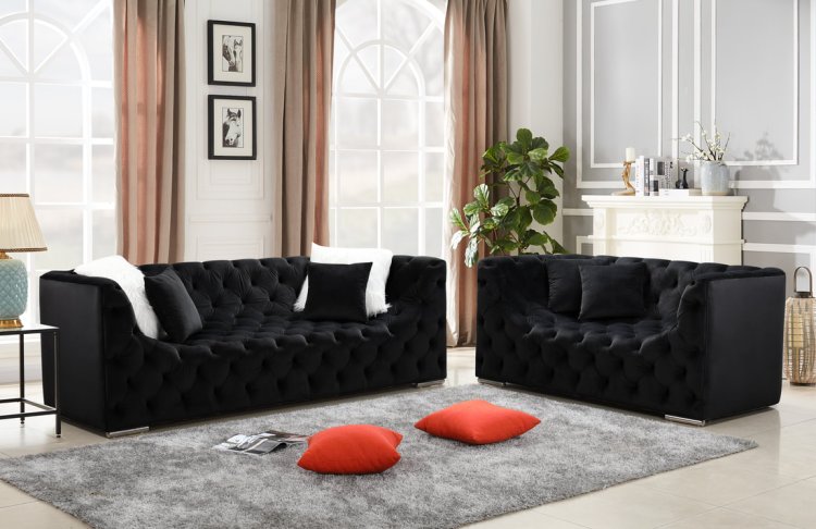 (image for) 97076 Kylie Black Sofa & Loveseat Set