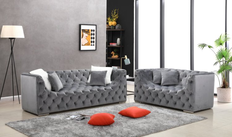 (image for) 97075 Kylie Grey Sofa & Loveseat Set