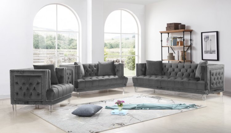 (image for) 97079 Lucas Grey - 2PC Sofa, Loveseat Set